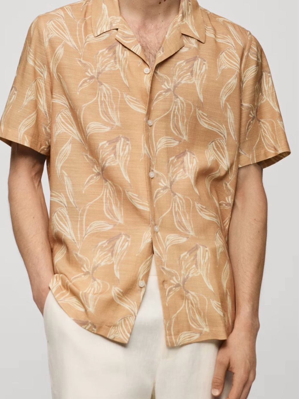 Newport Tan Floral Short-Sleeve Button-Down Shirt